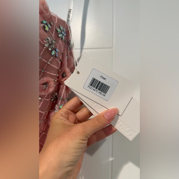 Portia and Scarlett PS26176 - Floral Embellished Plunging V-Neck Dress - Picture 7 of 9